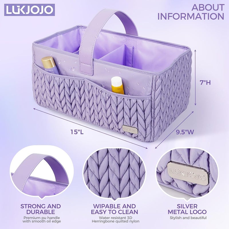 LUKJOJO Luxurious Baby Diaper Caddy, Nursery Storage Basket for Newborn Boy and Girl, Travel Baby Basket for Diapers Baby Wipes, Organizer Tote Bag Storage Bin, Baby Shower Gifts (purple) - Image 3